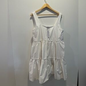 White 100% Cotton Sleeveless Midi Dress